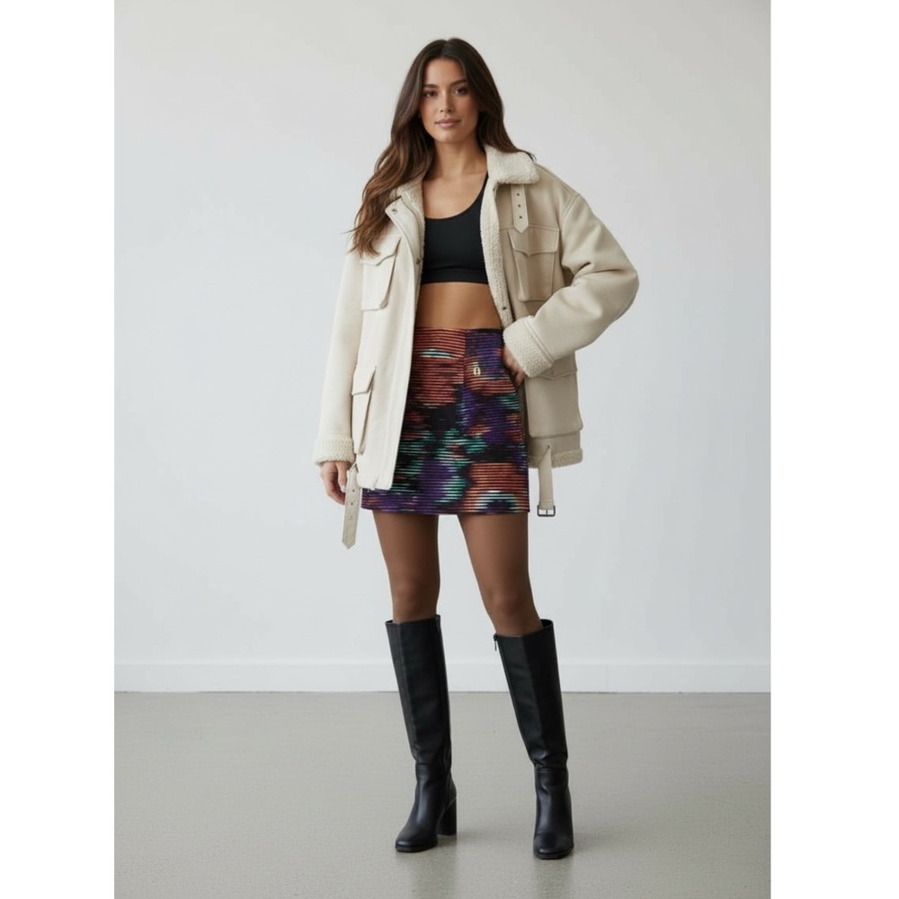 NEW {Etcetera} Watercolor Stripe Mini Skirt